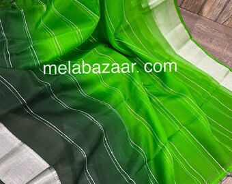 Green Organza Saree / Lightweight / Free Shipping In US