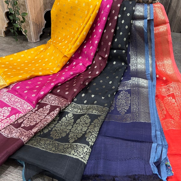 Pure Moonga Silk Banarsi Dupatta /stole/wrap, Free Shipping in US