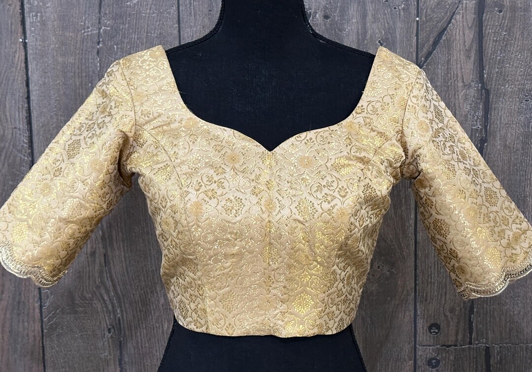 Light Gold Banarasi Silk Blouse main image 1