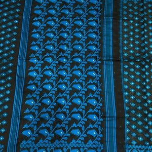Blue and Black Jamdani Saree / Fall Attached/ Free Shipping in US