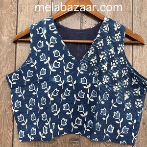 Indigo Saree Blouse Pure Cotton / Ships from Ohio