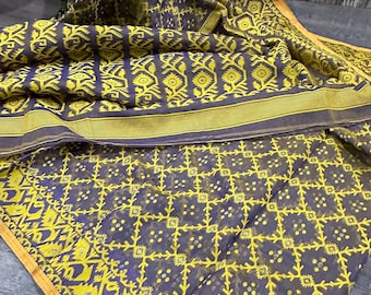 Grayish Purple Jamdani Saree / Fall Attached/ Free Shipping in US
