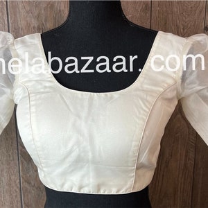Gebroken witte blouse van organza / gewatteerd / gratis verzending in VS