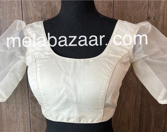 Off white organza blouse / Padded / Free Shipping in US