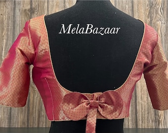 Gold and Pink Blouse for Saree / Lehenga /Free Shipping in US