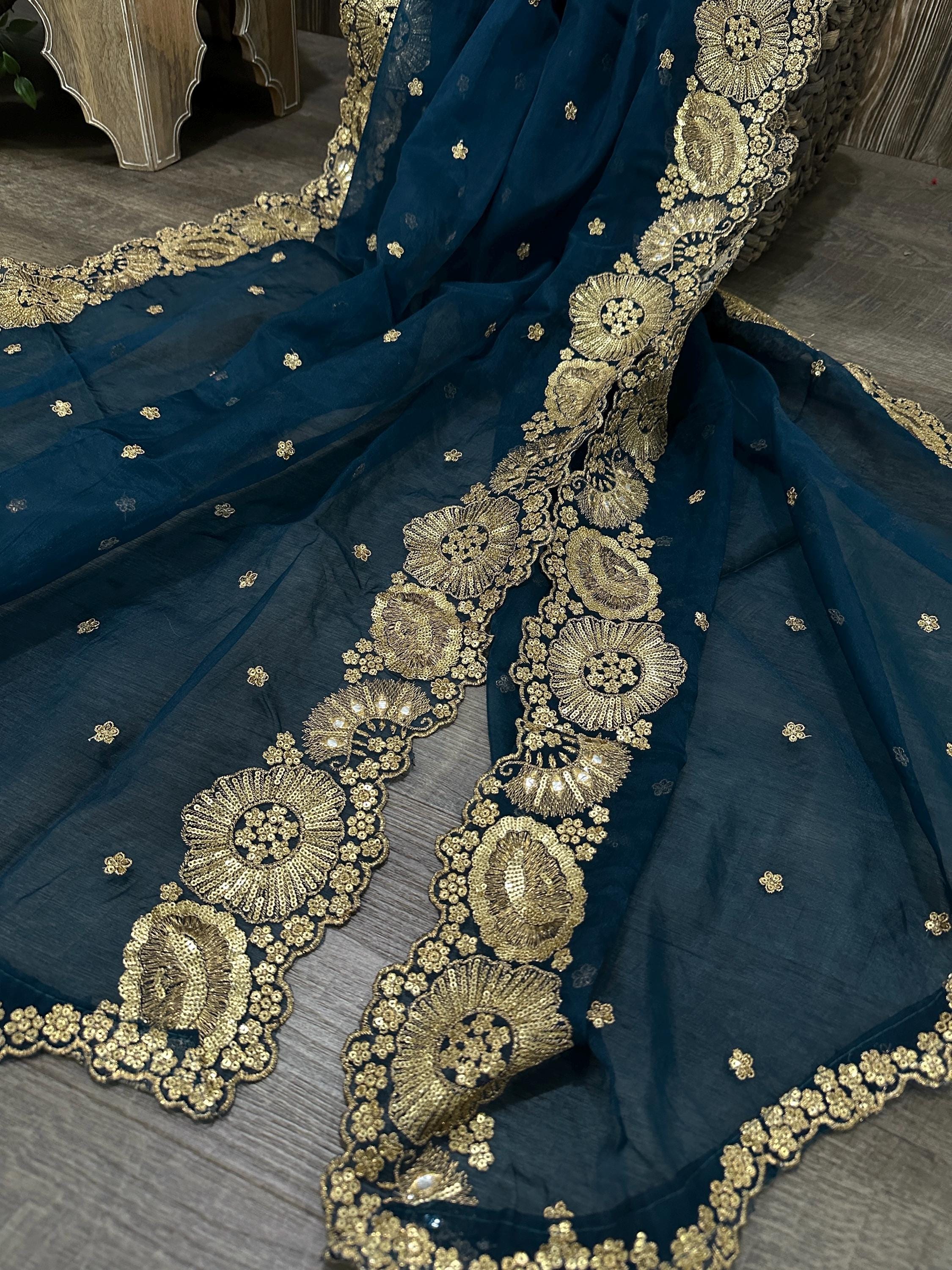 DUPATTA BAZAAR Dupatta En Mousseline De Soie Unie Avec Bordure En