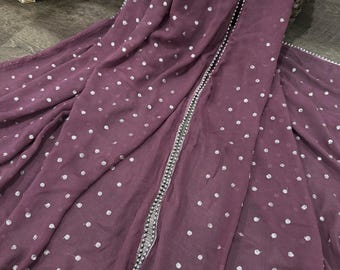 Mauve Fine Georgette Dupatta / Stole/Wrap, Free Shipping in US