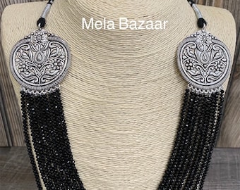 Oxidised Necklace and Earrings Set / Free Shipping in US