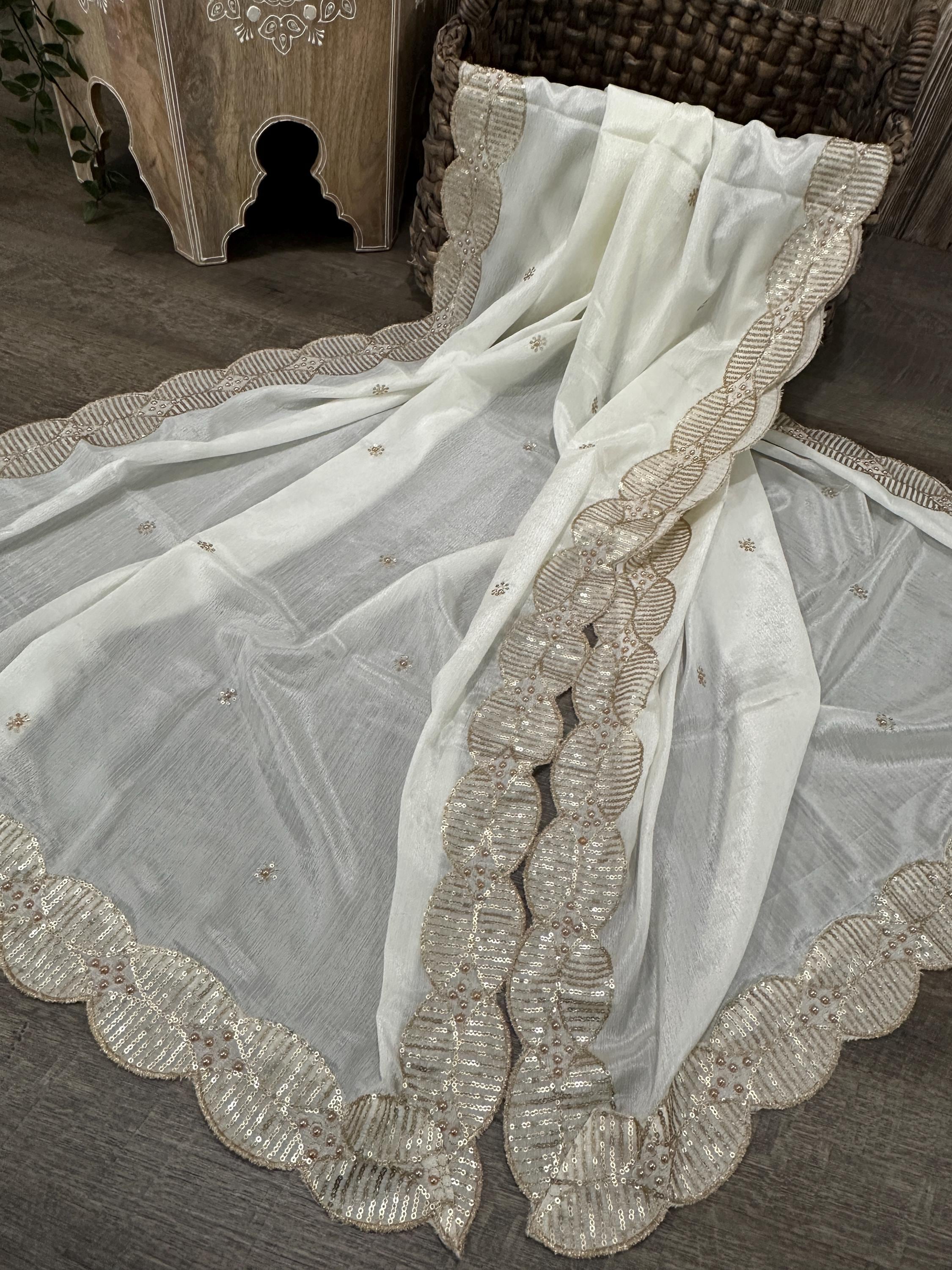【訳あり】正規品Matta Dupatta Stole刺繍 White M Off White Embroidered Dupatta /stole/wrap/ Free Shipping in US - Etsy
