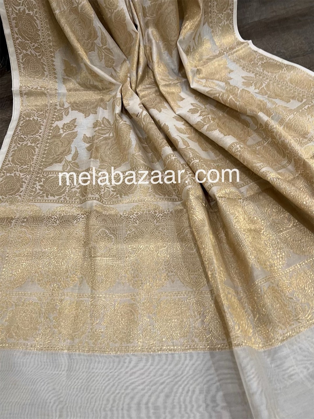 Navy Blue & Gold Banarsi Silk Dupatta
