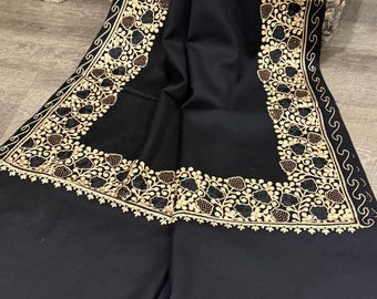 Black Wool Blend Stole / Shawl/ Scarf/ Free Shipping in US