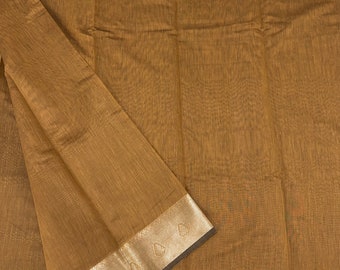 Ochre Saree / Chanderi Cotton by Silk Saree / Vegan Saree / Free Shipping in US