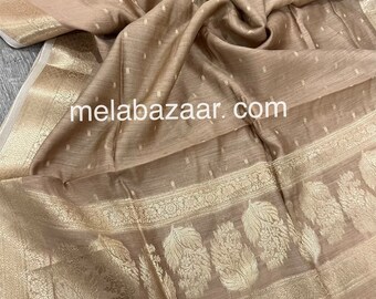 Pure Moonga Silk Banarsi Dupatta /stole/wrap, Free Shipping in US