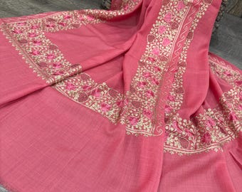 Coral Pink Wool Blend Stole / Shawl/ Scarf/ Free Shipping in US