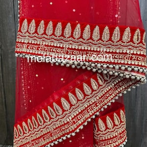 Bridal Red Net Dupatta /Stole/Wrap/Free Shipping in US