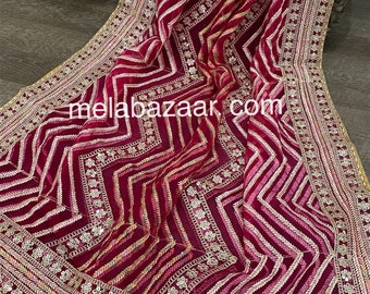 Rani Pink Net Dupatta /Stole /Wrap, Free Shipping