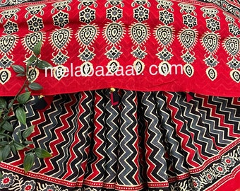 Pure Cotton Ajrakh Print Saree / Free Shipping in US