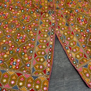 Heavy Embroidered Mustard Yellow Georgette Dupatta /stole/wrap/ Free Shipping in US