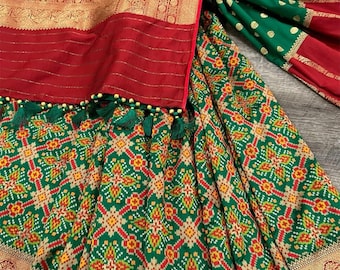 Fine Silk Green Banarasi Patola Saree / Free Shipping In US