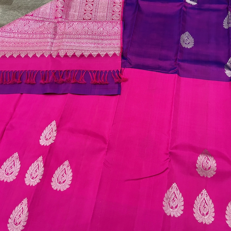 Sarara Rani Color Rani Color Saree - Etsy
