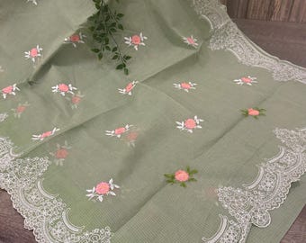 Embroidered Pure Kota Cotton Sage Saree /Free Shipping in US
