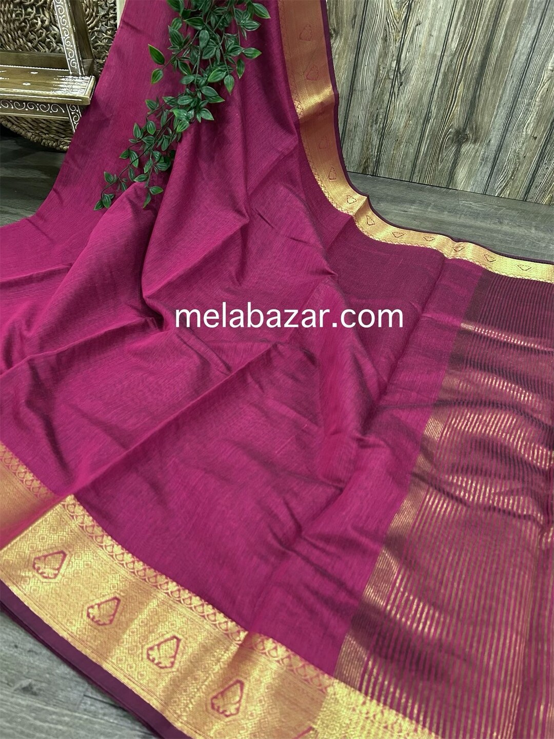 Rani Pink Chanderi Cotton Silk Saree / Vegan Saree / Free Etsy