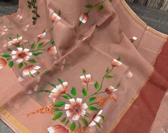 Handpainted Pure Cotton Kota Saree /Free Shipping In US