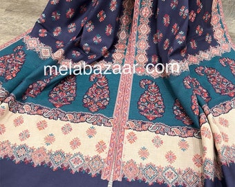 Pure Wool Navy Blue Shawl/ wrap / scarf/ stole/ 82 by 28 in /Free Shipping in US