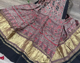 Ajrakh Dupatta on Modal Silk / Scarf / Stole / Free Shipping in US