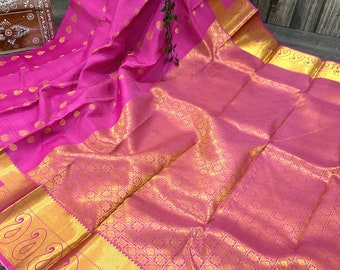 Pink Pure Silk Kanjivaram Saree / SILK MARK / Free Shipping In US
