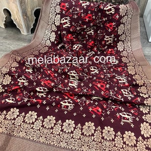 Patola Print Banarsi Dupatta/Stole/Wrap/ Free Shipping in US