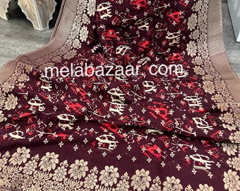 Patola Print Banarsi Dupatta/Stole/Wrap/ Free Shipping in US
