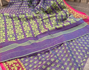 Purple Jamdani Saree / Dual tone/ Free Shipping in US