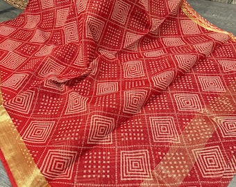 Chunri Print Kota Cotton Saree /Free Shipping in US
