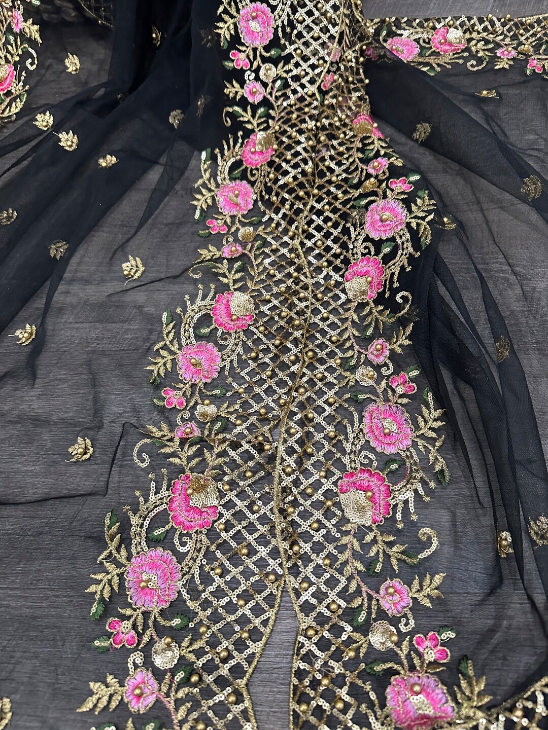 Fawn Sequinned Net Dupatta