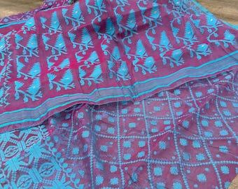 Soft Jamdani Saree / Fall Attached/ Free Shipping in US