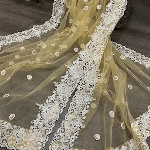 Lightweight Pale Yellow Net Dupatta /Stole/Wrap, Free Shipping in US