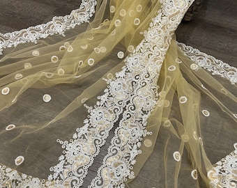 Lightweight Pale Yellow Net Dupatta /Stole/Wrap, Free Shipping in US