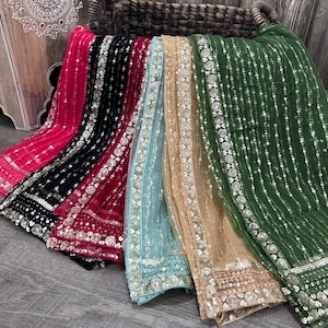 Lightweight Sequins Net Dupatta /Stole/Wrap, Free Shipping in US