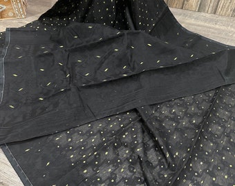 Black Jamdani Saree / Fall Attached/ Free Shipping in US