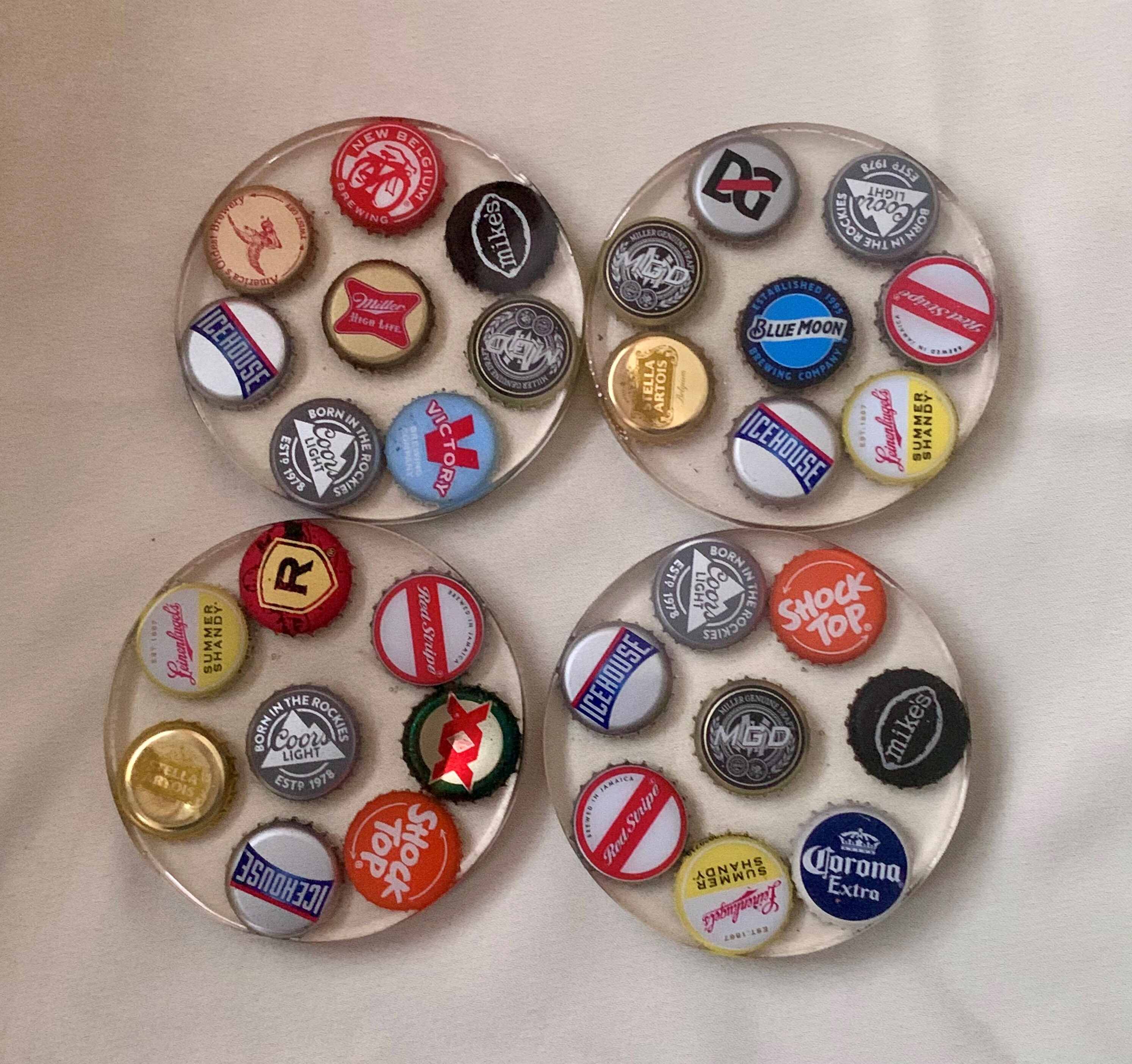 4 Resin Beer Bottle Cap Coaster Etsy UK