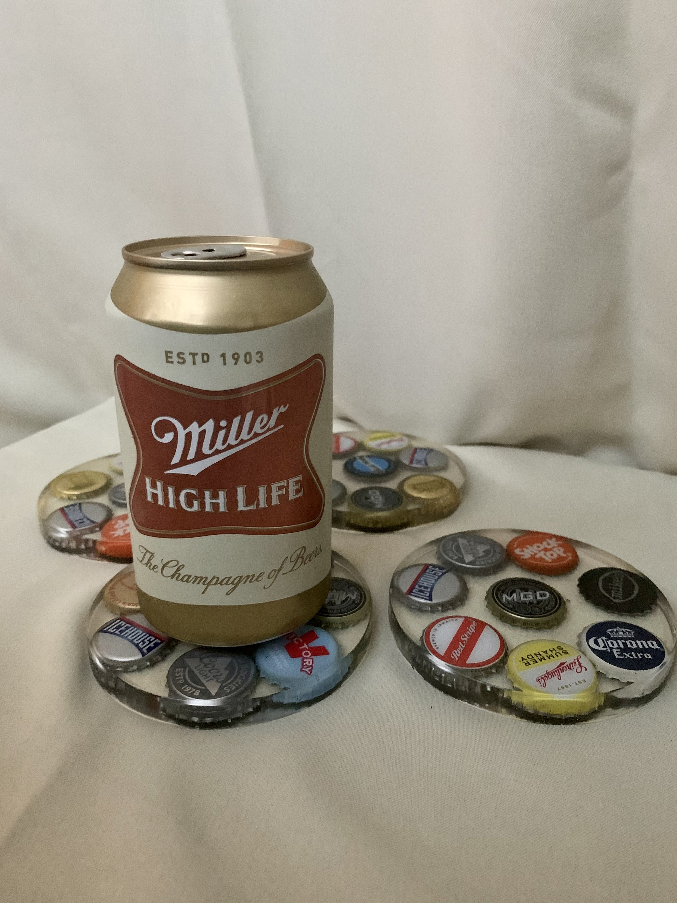 4 Customizable Resin Beer Bottle Cap Coasters Etsy
