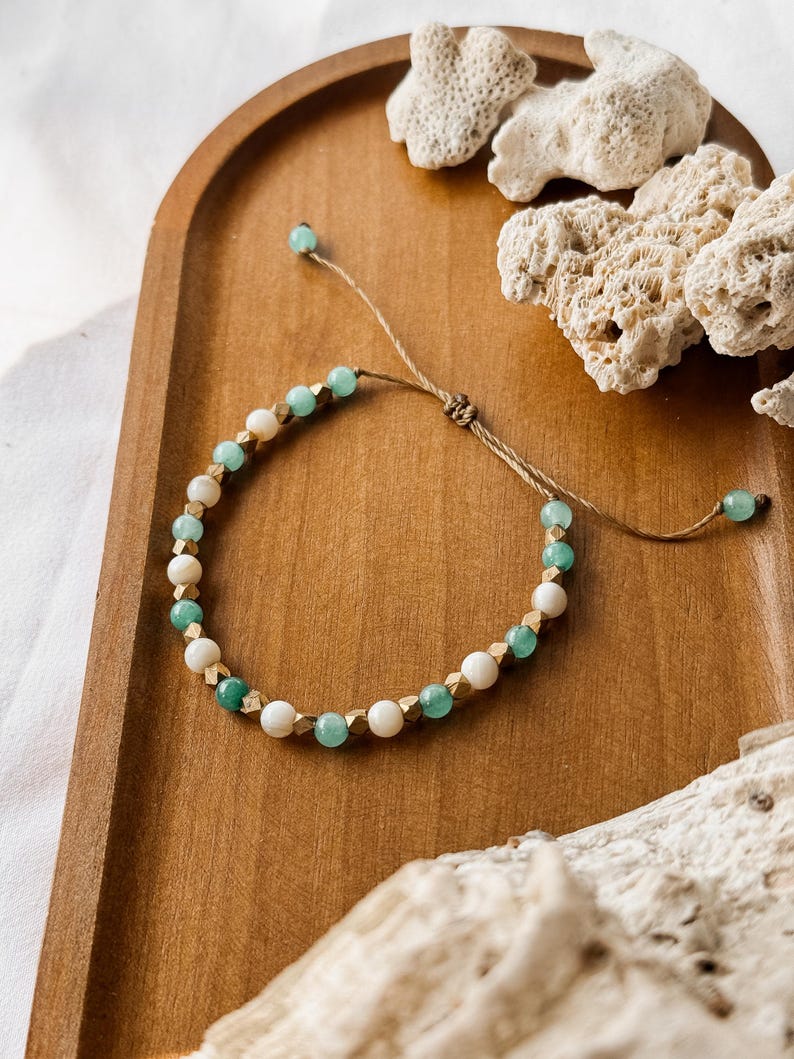 Leela Armband Amazonit I Gold Blau I Edelsteinarmband I Festival I Geschenk für sie I handgemacht I Spiritueller Schmuck I Gemstonejourney imagen 2