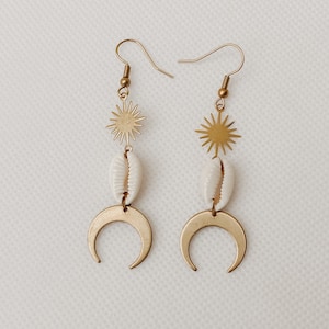 Mini Shell Muschel Ohrringe I Makrameeohrringe I Beachstil Meeresschmuck I Sonnenanhänger I Amazonit Edelstein I Boho I Gemstone.Journey