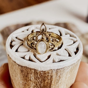 B-Ware Zaina Moonstone Boho Ring I Gemstonering I Present for wife I Boho Gemstones I Tribal Boho I Brass ring I Gemstone Journey immagine 5