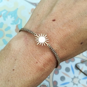 Sonnen Armband I Sonnenarmband I Boho Armband mit Sonnenanhänger I goldener Anhänger I Freundschaftsarmband I Festival Armband braun