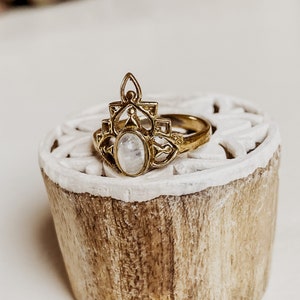 B-Ware Zaina Moonstone Boho Ring I Gemstonering I Present for wife I Boho Gemstones I Tribal Boho I Brass ring I Gemstone Journey immagine 7
