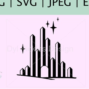 Le magicien d'Oz Emerald City Silhouette Broadway jouer fichier svg