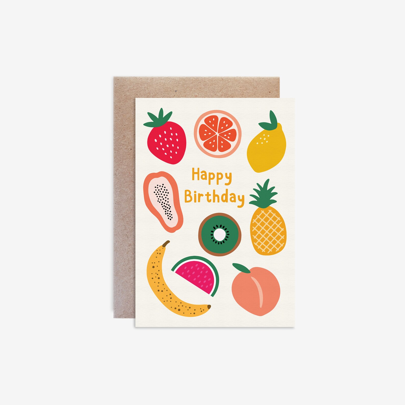 Fruit Happy Birthday Card Fruit Greeting Card Cute Greeting Etsy