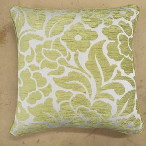 45x45cm Apple Green Floral Cushion Piped, Australian Made, Australian Upholstery Fabric, Eco Friendly Cushion Insert